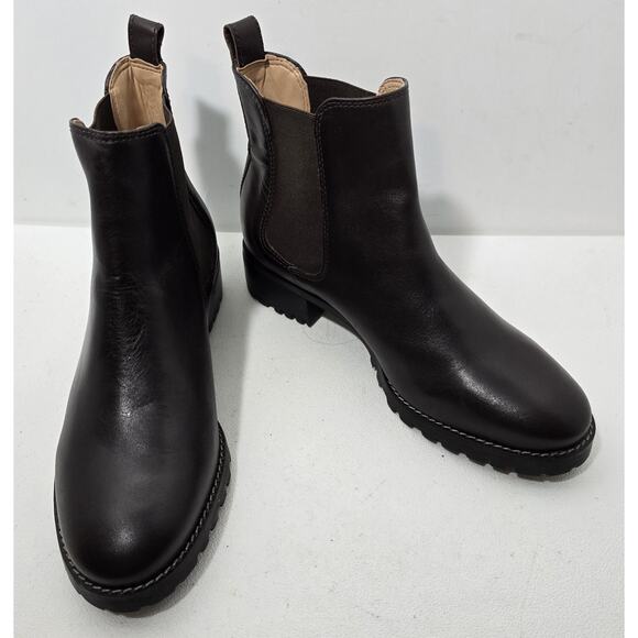 Talbots Leather Ankle Boots Gored Stretch Pull On Round Toe Dark Brown Size 10 M - Picture 1 of 10